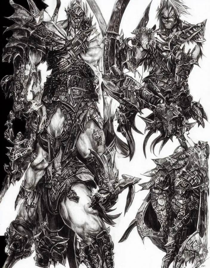 Image similar to final fantasy orc concept art yoshitaka amano, akihiko yoshida, moebius