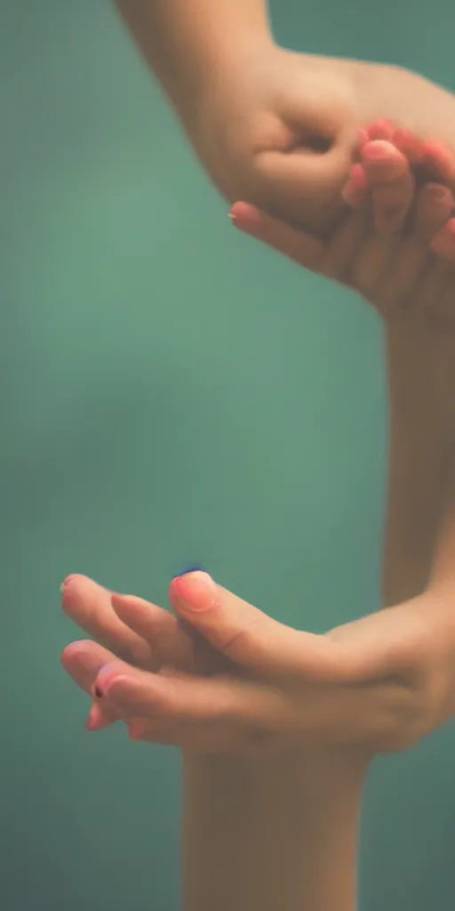 Image similar to a blurry closeup picture of woman's skin gripped tightly, female bodies, hands, macro photography, long exposure photograph, surrealism, anamorphic bokeh, orange and cyan lighting, cinematic