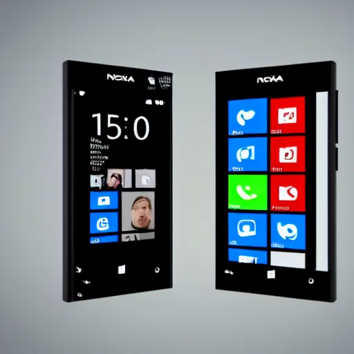 Prompt: a detailed render of a futuristic windows phone based on the design of the nokia lumia