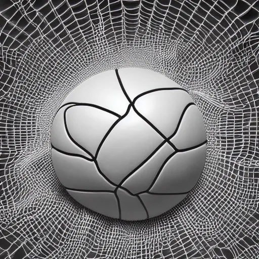 Image similar to complex 3d render ultra detailed of a beautiful basketball in the shape of a sacred heart, with net around it like thorns, 150 mm, beautiful natural soft light, rim light, silver gold details, maze like, mesh wire, intricate details, hyperrealistic, ultra detailed, mandelbrot fractal, anatomical, white metal neocubism armor, elegant, octane render, H.R. Giger style, 8k