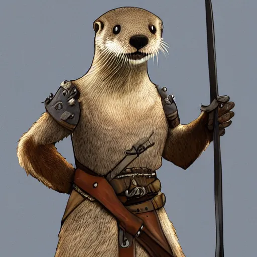 Prompt: HD photorealistic render of an anthropomorphic otter medieval warrior. HD character concept art