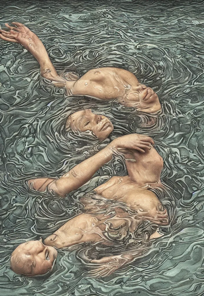 Image similar to highly detailed surrealist art about drowning slowly