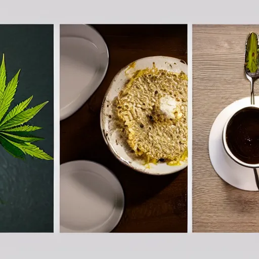 Prompt: cannabis dessert minimalist cafe high - key split lighting pixar