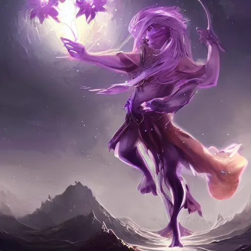 Image similar to Amethyst elixir, glowing within. Masterful fantasy concept art.