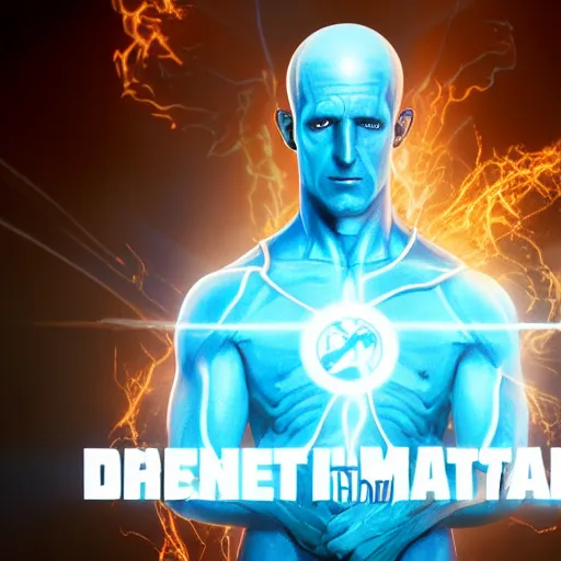 Image similar to A still of Dr. Manhattan as John Constantine, award winning photo, unreal engine, highly detailed features