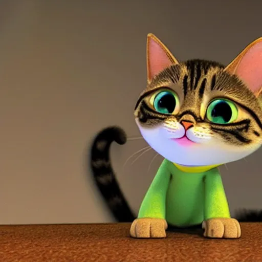 Prompt: pixar animation cute cartoon cat