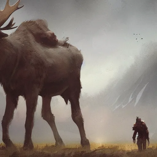 Prompt: combination of moose and man by greg rutkowski