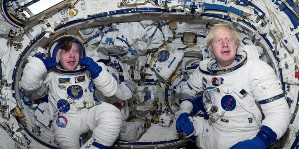 Prompt: boris johnson as an astronaut on the international space station