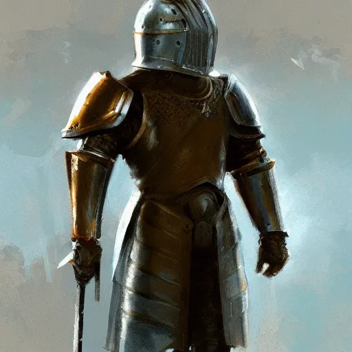 Prompt: painting of a medieval knight in armor. masterpiece, artstation, craig mullins