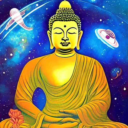 Image similar to buddha meditating in space