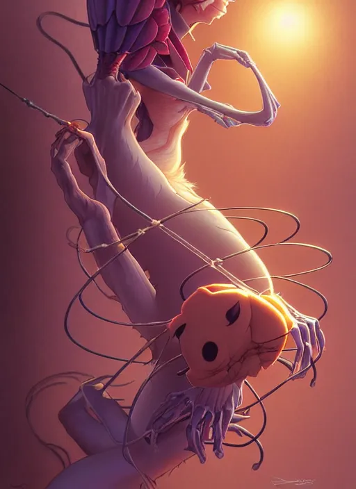 Image similar to spider eating moth, natural lighting, path traced, highly detailed, high quality, digital painting, by don bluth and ross tran and studio ghibli and alphonse mucha, artgerm