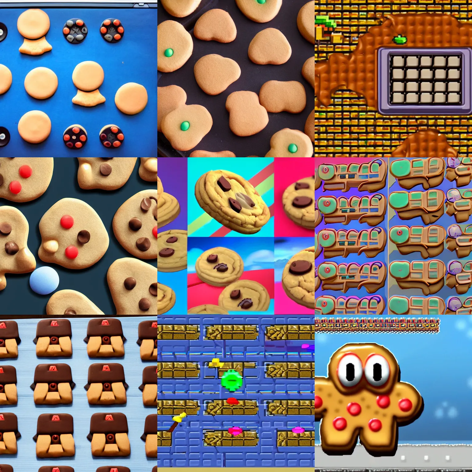 Prompt: a video game where you play as a sentient cookie for Nintendo 64