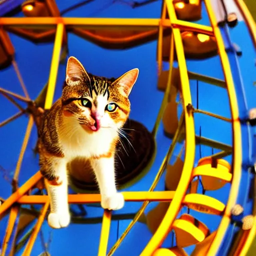Image similar to cat!! in a ferris wheel, photo