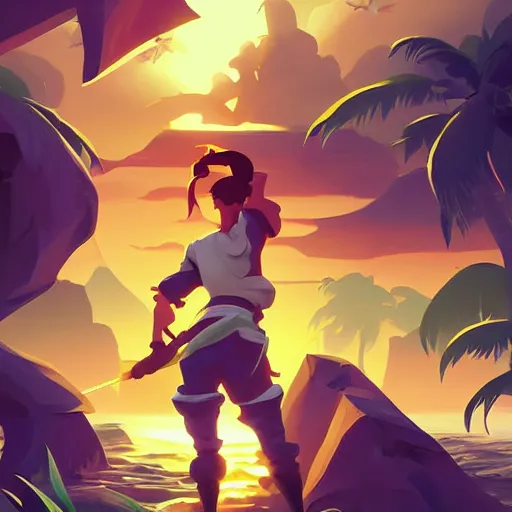 Image similar to painting treasure on sea of thieves game smooth median photoshop filter cutout vector, behance hd by jesper ejsing, by rhads, makoto shinkai and lois van baarle, ilya kuvshinov, rossdraws global illumination