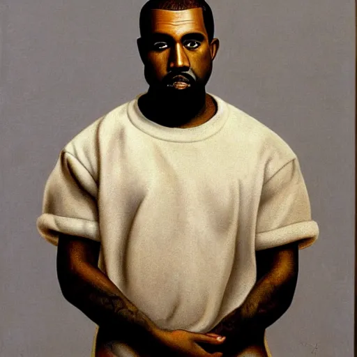 Image similar to beautiful portrait of kanye west smiling. painted by rene magritte, 1 9 2 7. oil on canvas.