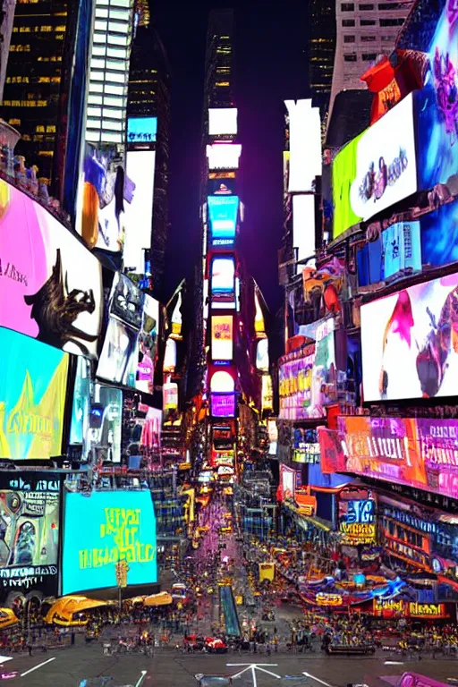 Prompt: Times Square in the style of World of Warcraft