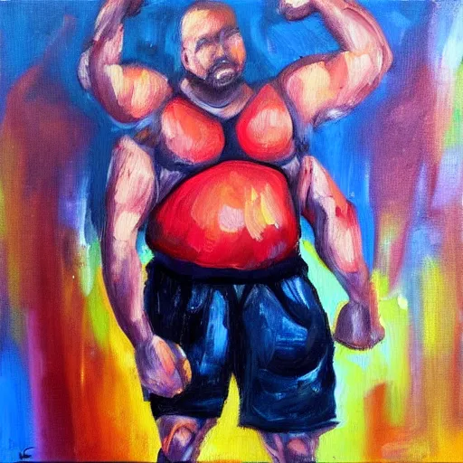 Prompt: strongest man in poland, expressive oil painting