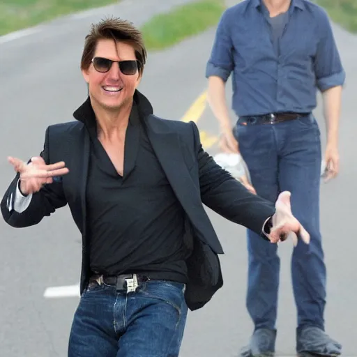 Prompt: Tom Cruise tangoing on the Highway to the Danger zone
