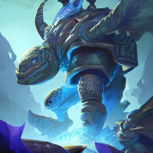 Image similar to blue turtle murlock hybrid, hearthstone art style, epic fantasy style art by Craig Mullins, fantasy epic digital art, epic fantasy card game art by Greg Rutkowski