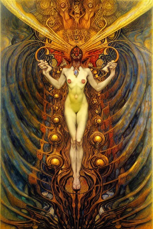 Image similar to Divine Chaos Engine by Karol Bak, Jean Delville, William Blake, Gustav Klimt, and Vincent Van Gogh, symbolist, visionary