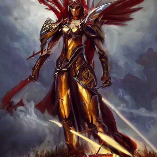 Image similar to Epic divine knight stands among the fallen dead by Richard S. Johnson