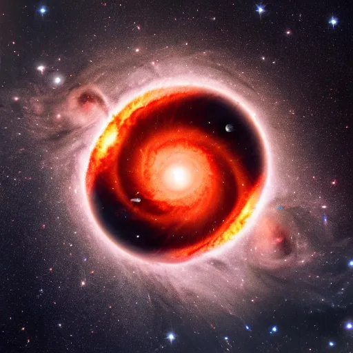 Image similar to hubble image of army of planets in galactic maelstrom, fire, vray, 5 5 mm