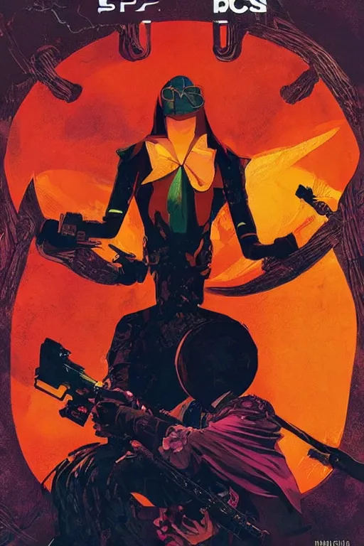 Prompt: a ps 4 game cover designed by bob peak and alex ross and olly moss, titled'spear'