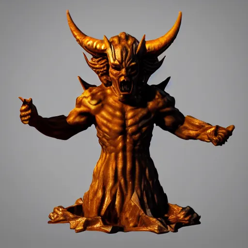 Image similar to 3 d render of a marble devil, satan, lucifer, artstation