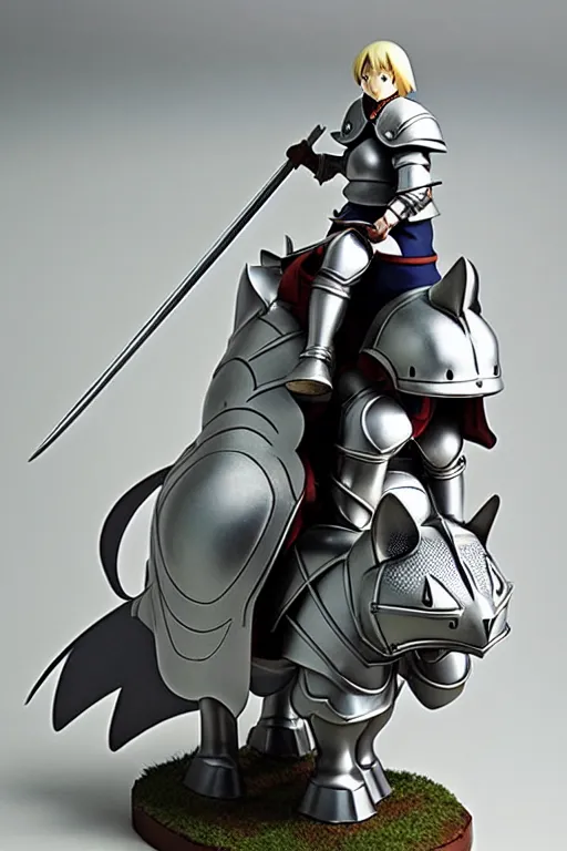 Image similar to female knight riding a heavy armored giant cat, finely detailed features, by studio ghibli