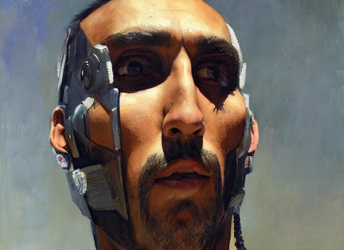 Image similar to a highly detailed beautiful portrait of arturo vidal cyberpunk, by gregory manchess, james gurney, james jean