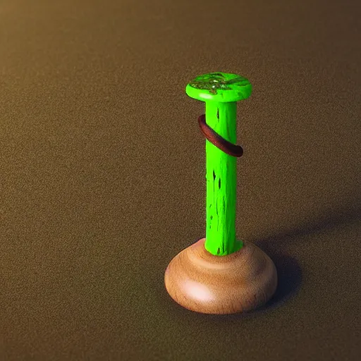 Prompt: wooden staff with green slime on it, octane render