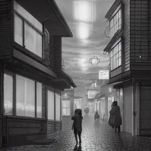 Prompt: eating crayons and being reborn in the loving warmth of jehovah on the streets of harajuku, in the style of mondo grosso killian eng kawase hasui james jean, artstation trending, 8 k, photorealistic, volumetric lighting caustics, black and white, detailed af