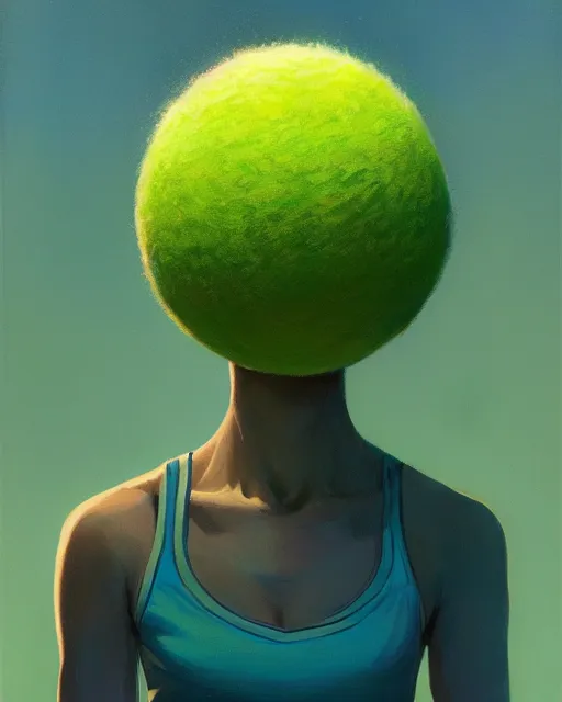 Image similar to highly detailed vfx portrait of a character of a tennis ball monster stephen bliss, unrealengine, greg rutkowski, loish, rhads, beeple, makoto shinkai and lois van baarle, ilya kuvshinov, rossdraws, tom bagshaw,