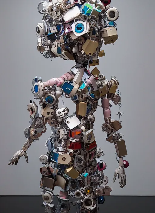 Image similar to studio photograph of a contemporary art sculpture of a modular quirky yorha android, by hikari shimoda, by jack gaughan