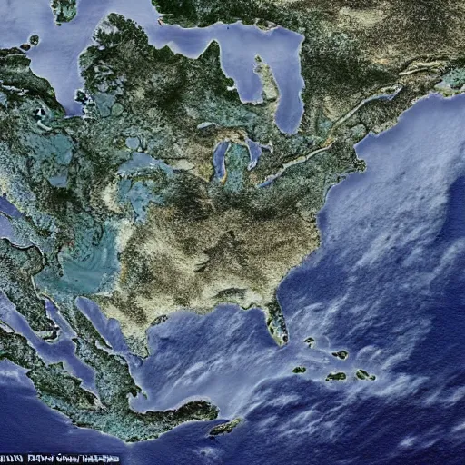 Image similar to imagistic this is a land on an unforgiving world of churning oceans and jagged coastlines. every habitable island is situated somewhere along the planet's equator where the weather is still volatile but more hospitable than any points to the north or south