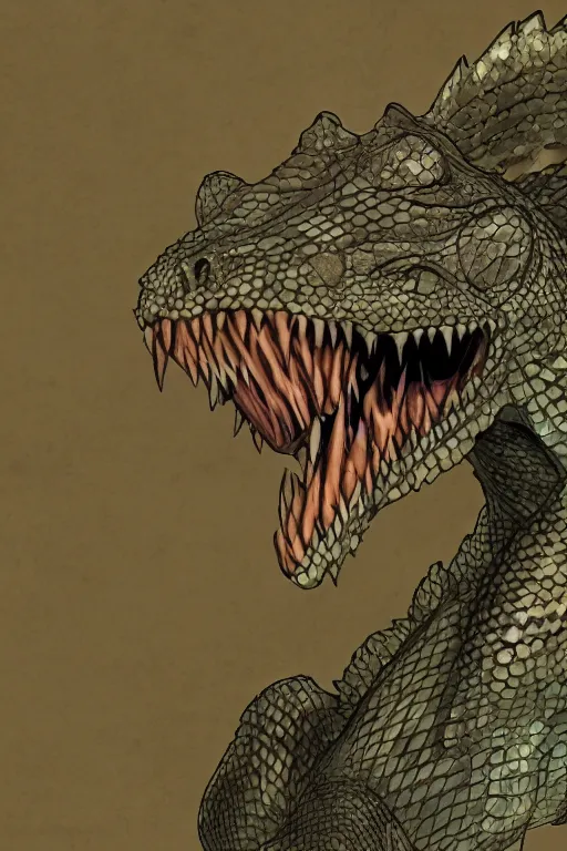 Image similar to lizardman, gray scales, anime, hd,