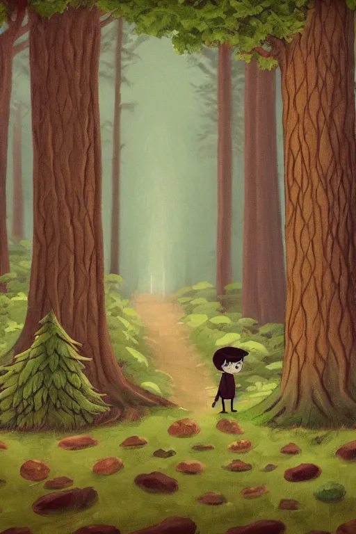 Image similar to over the garden wall background painting. the woods