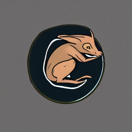 Image similar to circular logo of a stylized muad'dib jerboa from dune