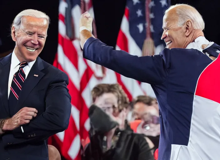 Image similar to Joe Biden fights a fat man, 8K, high quality, highly detailed