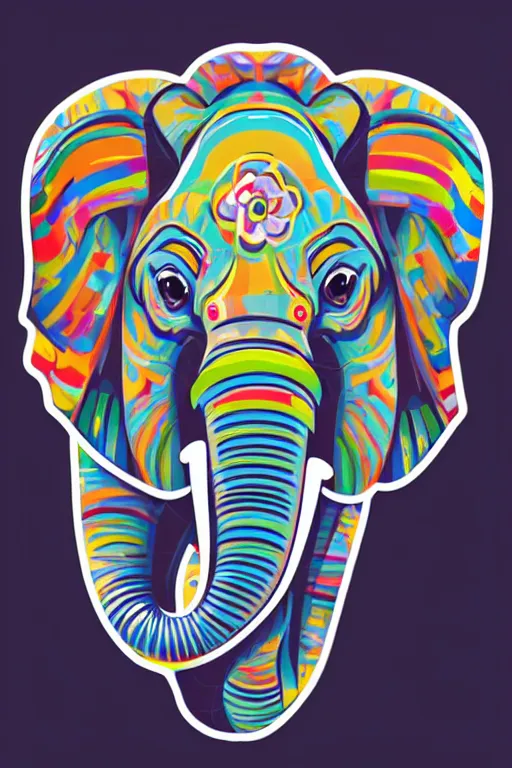 Prompt: A portrait of a baby elephant, sticker, highly detailed, colorful, illustration, smooth and clean vector curves, no jagged lines, vector art, smooth