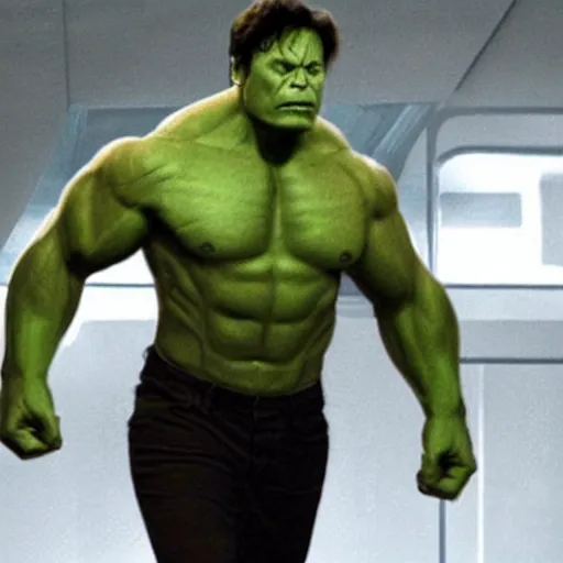 Image similar to elon musk as the incredible hulk