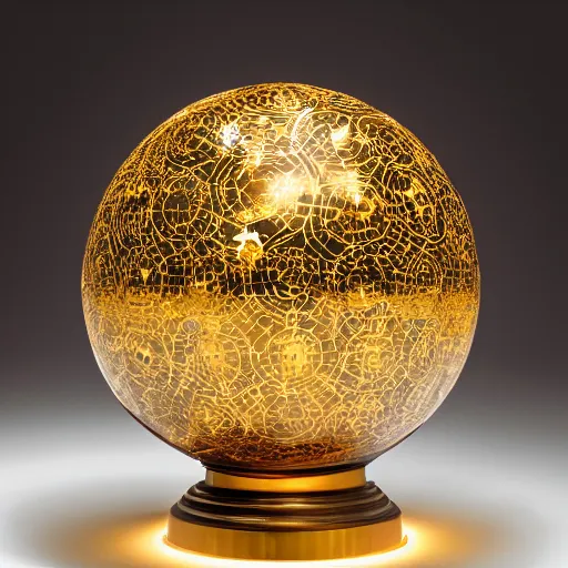 Image similar to a golden sphere handpainted, hyper detailed, lighting from the side