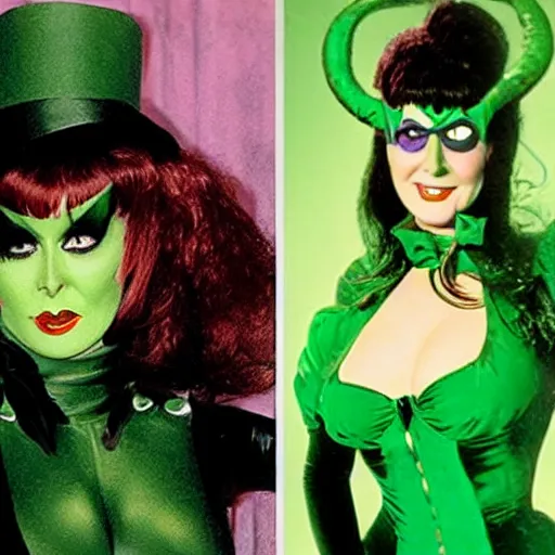 Prompt: elvira as the riddler