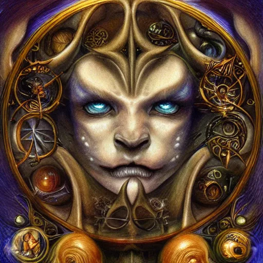 Image similar to detailed and sharp leo zodiac artwork, mystic style, detailed, 8 k, detailed, symmetrical, by brian froud