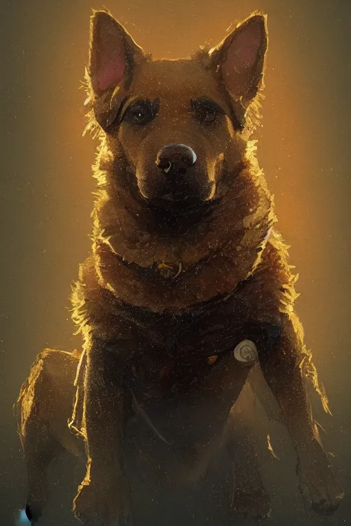 Prompt: awesome cute caramel mongrel dog intricate artwork, illustration by tooth wu and wlop and beeple, greg rutkowski, beautiful, very coherent symmetrical artwork, cinematic, baroque, high detail, mutt, portrait, octane render, unreal engine, 8 k, vibrant colors, smooth gradients, high contrast, depth of field, aperture f 1. 2