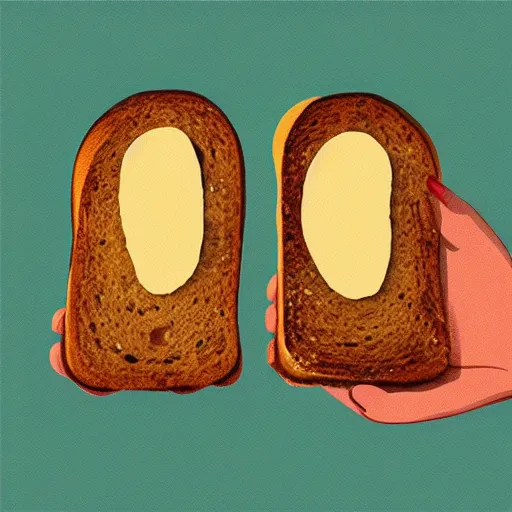 Prompt: two pieces of toast shaking hands, photorealistic,