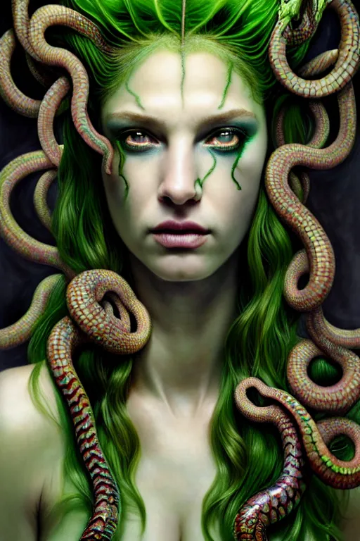 prompthunt: medusa with snake hair by charlie bowater and titian