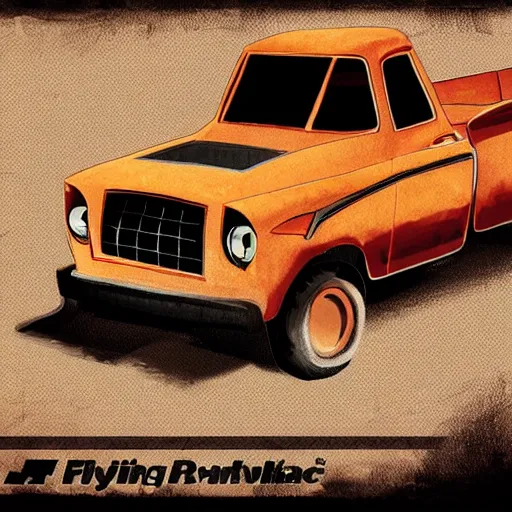 Image similar to flying pickup truck in the style of ralph mcquarrie