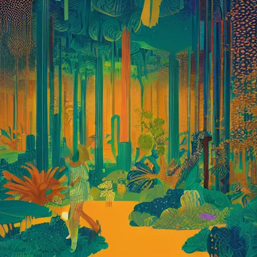 Prompt: disco diffusion painting of the jungle by victo ngai and malika favre, masterpiece, contest award winner