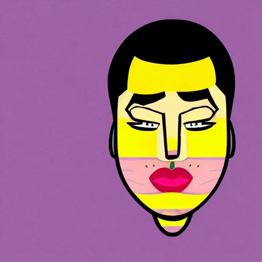 Prompt: male portrait, big chin, cartoon network style, big lips, vivid colors